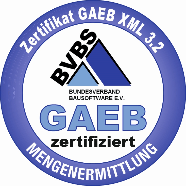 Zertifizierungslogo Mengenermittlung GAEB XML 3.2